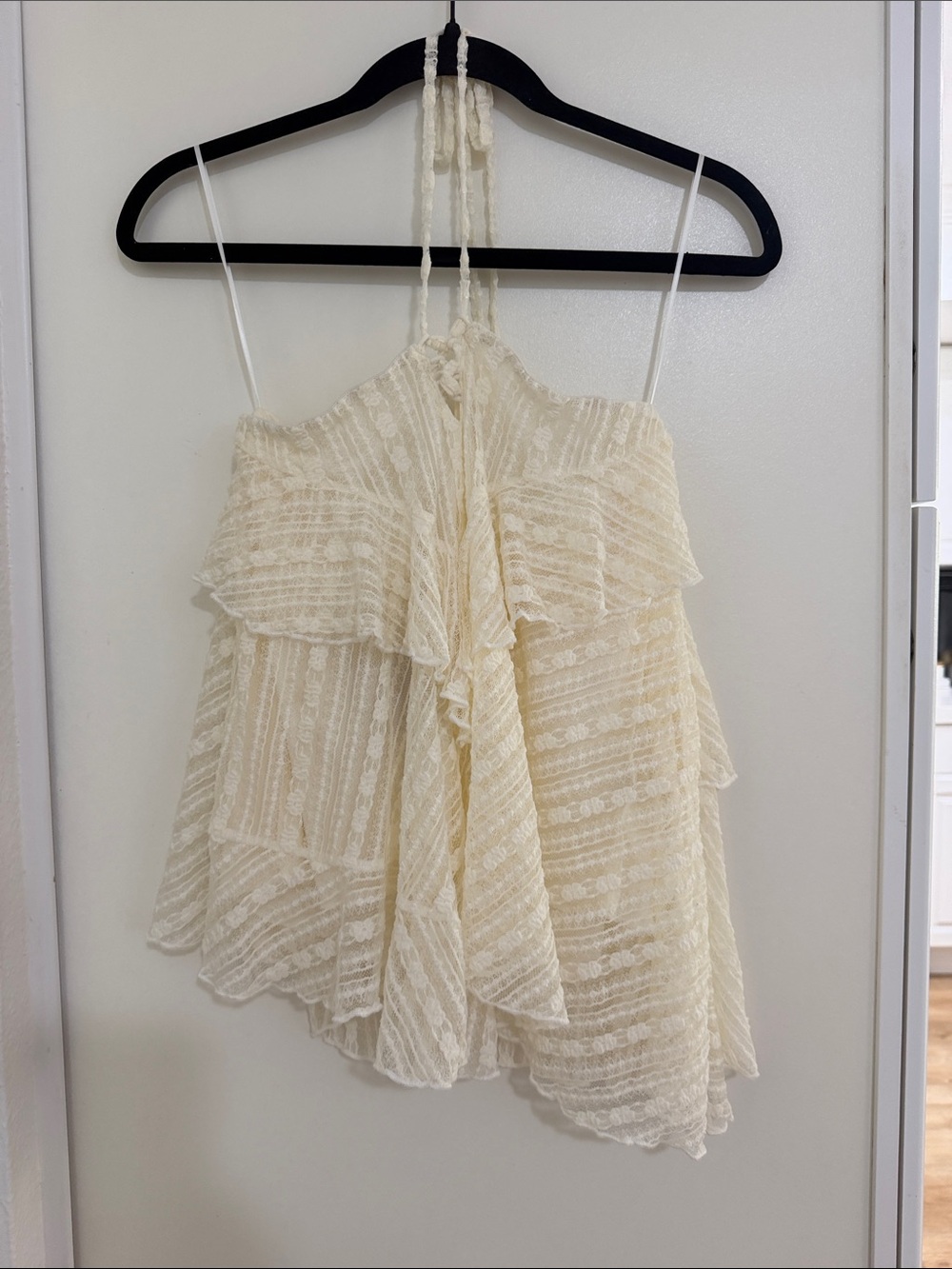 NWT Sky to Moon Cream Ruffled Layered Halter Cami Top | L